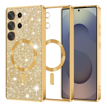 TPU gel ovitek Techsuit "Luxury Glitter MagSafe" za Samsung Galaxy S25 Ultra - gold