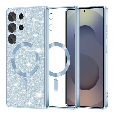 TPU gel ovitek Techsuit "Luxury Glitter MagSafe" za Samsung Galaxy S25 Ultra - light blue