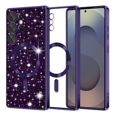 TPU gel ovitek Techsuit "Luxury Glitter MagSafe" za Samsung Galaxy S25 Ultra - deep purple