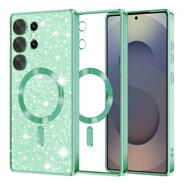 TPU gel ovitek Techsuit "Luxury Glitter MagSafe" za Samsung Galaxy S25 Ultra - light green