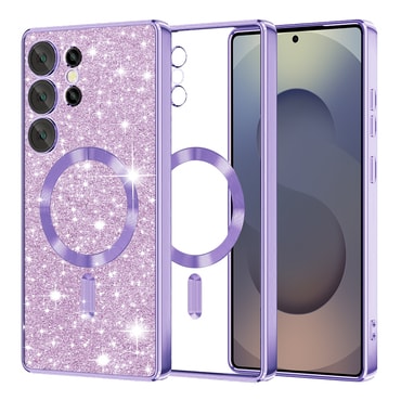 TPU gel ovitek Techsuit "Luxury Glitter MagSafe" za Samsung Galaxy S25 Ultra - light purple