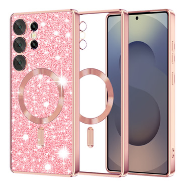 TPU gel ovitek Techsuit "Luxury Glitter MagSafe" za Samsung Galaxy S25 Ultra - rose gold