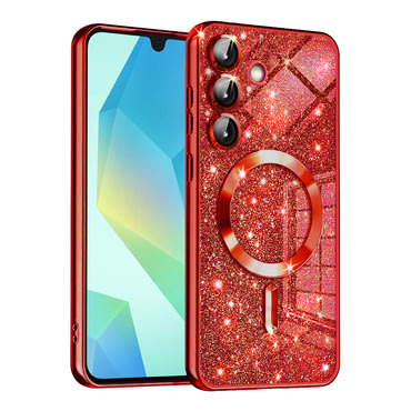 TPU gel ovitek Techsuit "Luxury Glitter MagSafe" za Samsung Galaxy A16 4G / 5G - red