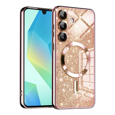 TPU gel ovitek Techsuit "Luxury Glitter MagSafe" za Samsung Galaxy A16 4G / 5G - rose gold