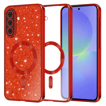 TPU gel ovitek Techsuit "Luxury Glitter MagSafe" za Samsung Galaxy A36 / A56 - red