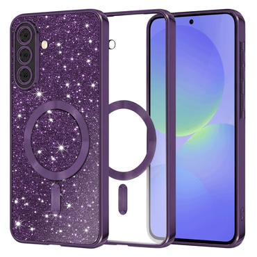 TPU gel ovitek Techsuit "Luxury Glitter MagSafe" za Samsung Galaxy A36 / A56 - deep purple