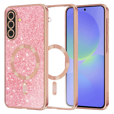 TPU gel ovitek Techsuit "Luxury Glitter MagSafe" za Samsung Galaxy A36 / A56 - rose gold
