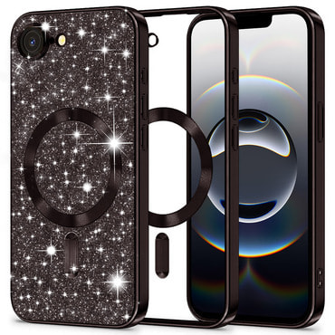 TPU gel ovitek Techsuit "Luxury Glitter MagSafe" za iPhone 16e / 17e - black