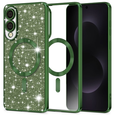 TPU gel ovitek Techsuit "Luxury Glitter MagSafe" za Samsung Galaxy S25 Edge - deep green
