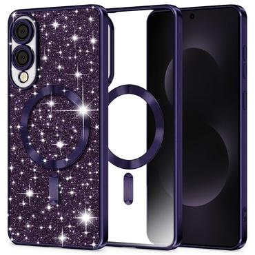 TPU gel ovitek Techsuit "Luxury Glitter MagSafe" za Samsung Galaxy S25 Edge - deep purple