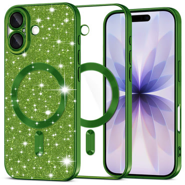 TPU gel ovitek Techsuit "Luxury Glitter MagSafe" za iPhone 17 - deep green