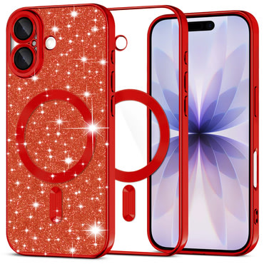 TPU gel ovitek Techsuit "Luxury Glitter MagSafe" za iPhone 17 - red