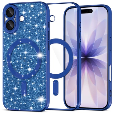 TPU gel ovitek Techsuit "Luxury Glitter MagSafe" za iPhone 17 - deep blue
