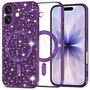 TPU gel ovitek Techsuit "Luxury Glitter MagSafe" za iPhone 17 - deep purple