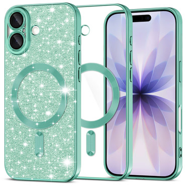 TPU gel ovitek Techsuit "Luxury Glitter MagSafe" za iPhone 17 - light green