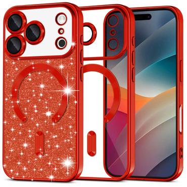 TPU gel ovitek Techsuit "Luxury Glitter MagSafe" za iPhone 17 Pro - red