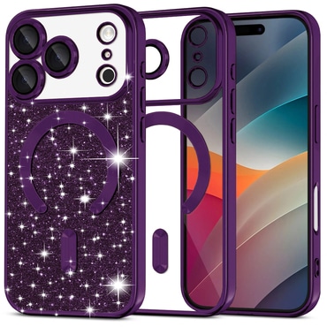 TPU gel ovitek Techsuit "Luxury Glitter MagSafe" za iPhone 17 Pro - deep purple