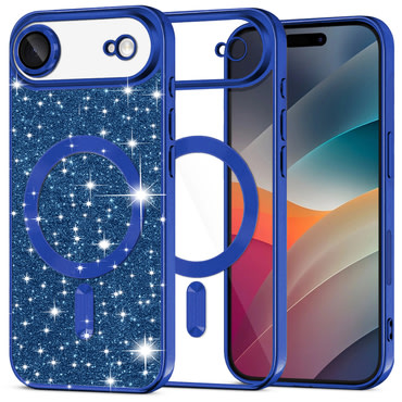 TPU gel ovitek Techsuit "Luxury Glitter MagSafe" za iPhone Air - deep blue