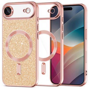 TPU gel ovitek Techsuit "Luxury Glitter MagSafe" za iPhone Air - rose gold