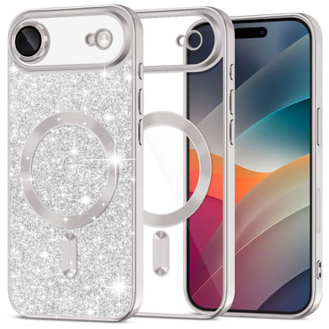 TPU gel ovitek Techsuit "Luxury Glitter MagSafe" za iPhone Air - silver