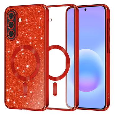 TPU gel ovitek Techsuit "Luxury Glitter MagSafe" za Samsung Galaxy A57 - red