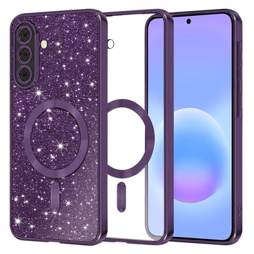 TPU gel ovitek Techsuit "Luxury Glitter MagSafe" za Samsung Galaxy A57 - deep purple