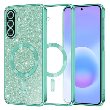 TPU gel ovitek Techsuit "Luxury Glitter MagSafe" za Samsung Galaxy A57 - light green
