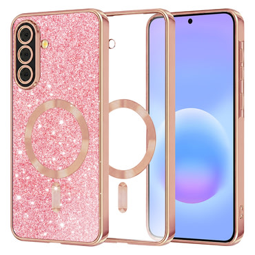 TPU gel ovitek Techsuit "Luxury Glitter MagSafe" za Samsung Galaxy A57 - rose gold