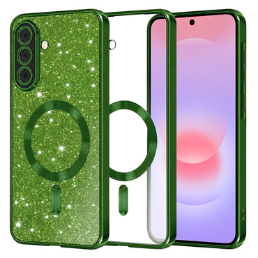 TPU gel ovitek Techsuit "Luxury Glitter MagSafe" za Samsung Galaxy A37 - deep green