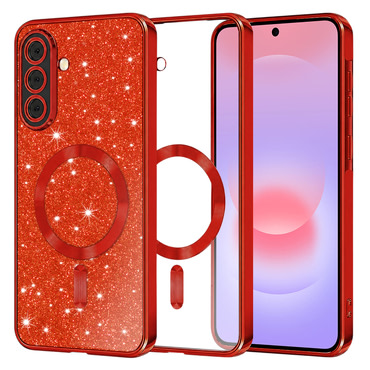 TPU gel ovitek Techsuit "Luxury Glitter MagSafe" za Samsung Galaxy A37 - red