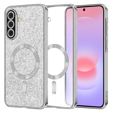 TPU gel ovitek Techsuit "Luxury Glitter MagSafe" za Samsung Galaxy A37 - silver