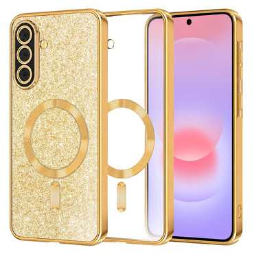 TPU gel ovitek Techsuit "Luxury Glitter MagSafe" za Samsung Galaxy A37 - gold