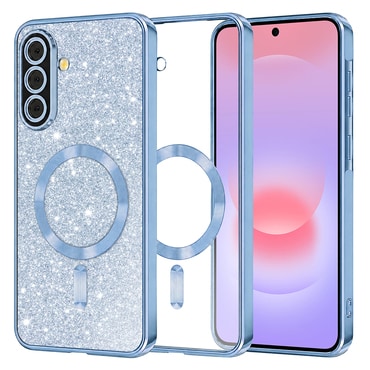 TPU gel ovitek Techsuit "Luxury Glitter MagSafe" za Samsung Galaxy A37 - light blue