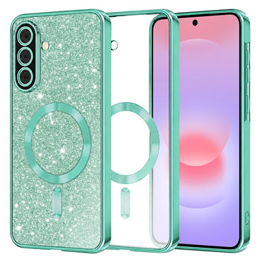 TPU gel ovitek Techsuit "Luxury Glitter MagSafe" za Samsung Galaxy A37 - light green
