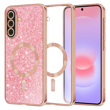 TPU gel ovitek Techsuit "Luxury Glitter MagSafe" za Samsung Galaxy A37 - rose gold