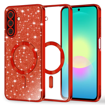 TPU gel ovitek Techsuit "Luxury Glitter MagSafe" za Samsung Galaxy A27 5G - red