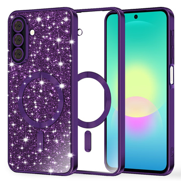 TPU gel ovitek Techsuit "Luxury Glitter MagSafe" za Samsung Galaxy A27 5G - deep purple