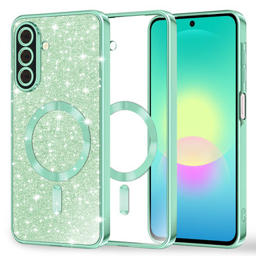 TPU gel ovitek Techsuit "Luxury Glitter MagSafe" za Samsung Galaxy A27 5G - light green