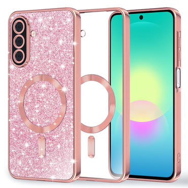TPU gel ovitek Techsuit "Luxury Glitter MagSafe" za Samsung Galaxy A27 5G - rose gold