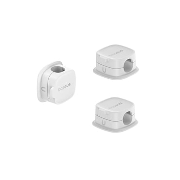 (3-pack) Magnetni organizator kablov Baseus - 3 kosi, 3M lepilni trak - white