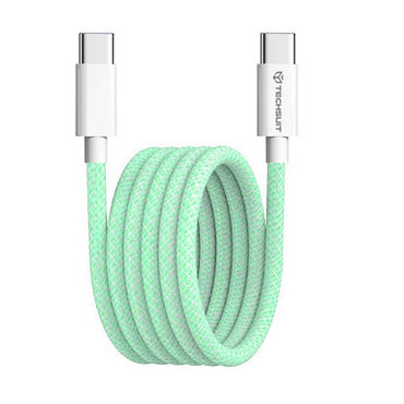 Polnilni in podatkovni 60W USB-C v USB-C kabel Techsuit "PCB114D" - 1m - green