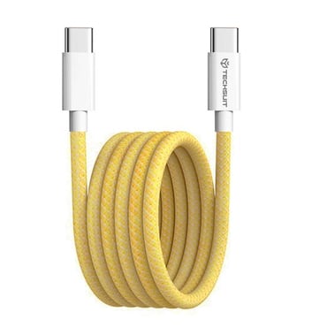 Polnilni in podatkovni 60W USB-C v USB-C kabel Techsuit "PCB114D" - 1m - yellow