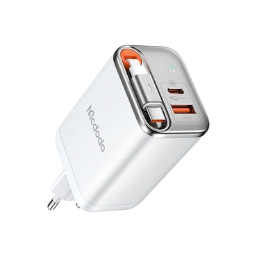Stenski 67W polnilec Mcdodo "FreeGo Series (CH-4103)" z izvlečnim USB-C kablom in digitalnim prikazovalnikom - white