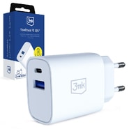 Stenski 30W polnilec 3mk "GaN" USB in USB-C, PD 3.0, QC4 - white