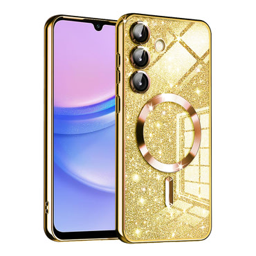 TPU gel ovitek Techsuit "Luxury Glitter MagSafe" za Samsung Galaxy A15 - gold