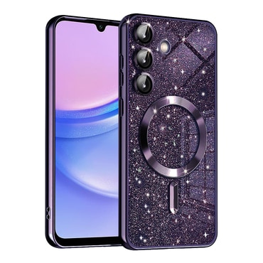 TPU gel ovitek Techsuit "Luxury Glitter MagSafe" za Samsung Galaxy A15 - deep purple