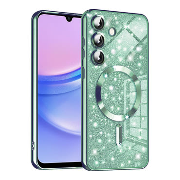 TPU gel ovitek Techsuit "Luxury Glitter MagSafe" za Samsung Galaxy A15 - light green