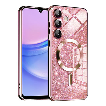 TPU gel ovitek Techsuit "Luxury Glitter MagSafe" za Samsung Galaxy A15 - rose gold