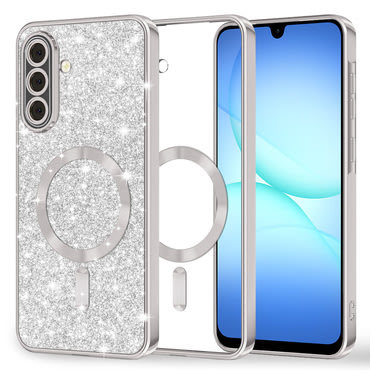 TPU gel ovitek Techsuit "Luxury Glitter MagSafe" za Samsung Galaxy A17 4G / A17 5G - silver