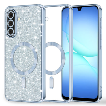 TPU gel ovitek Techsuit "Luxury Glitter MagSafe" za Samsung Galaxy A17 4G / A17 5G - light blue
